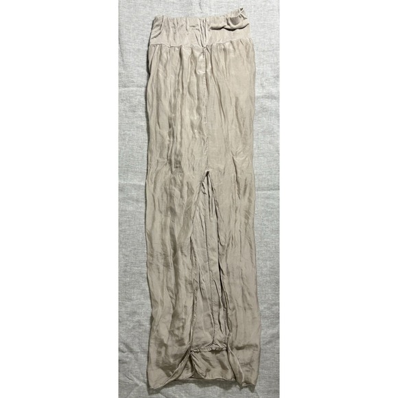 Scandal Italy Free Pant Made in Italy Tan Flowy Bohemian Silk Gypsy Fairy L - Picture 10 of 10